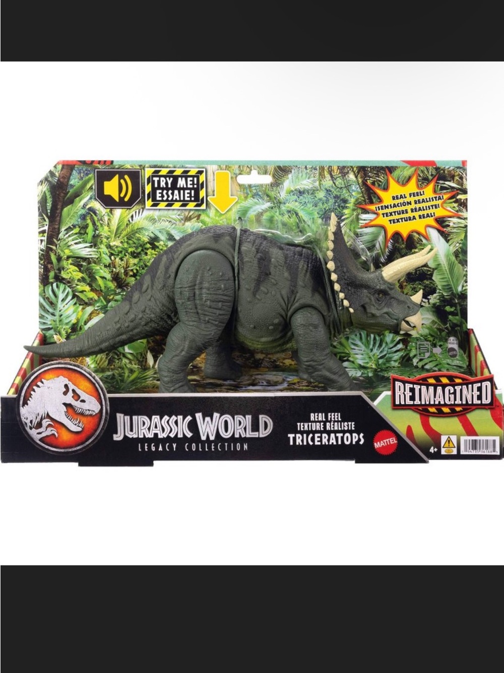 Jurassic World Reimagined Real Feel Triceratops Roaring Dinosaur Figure JLD29